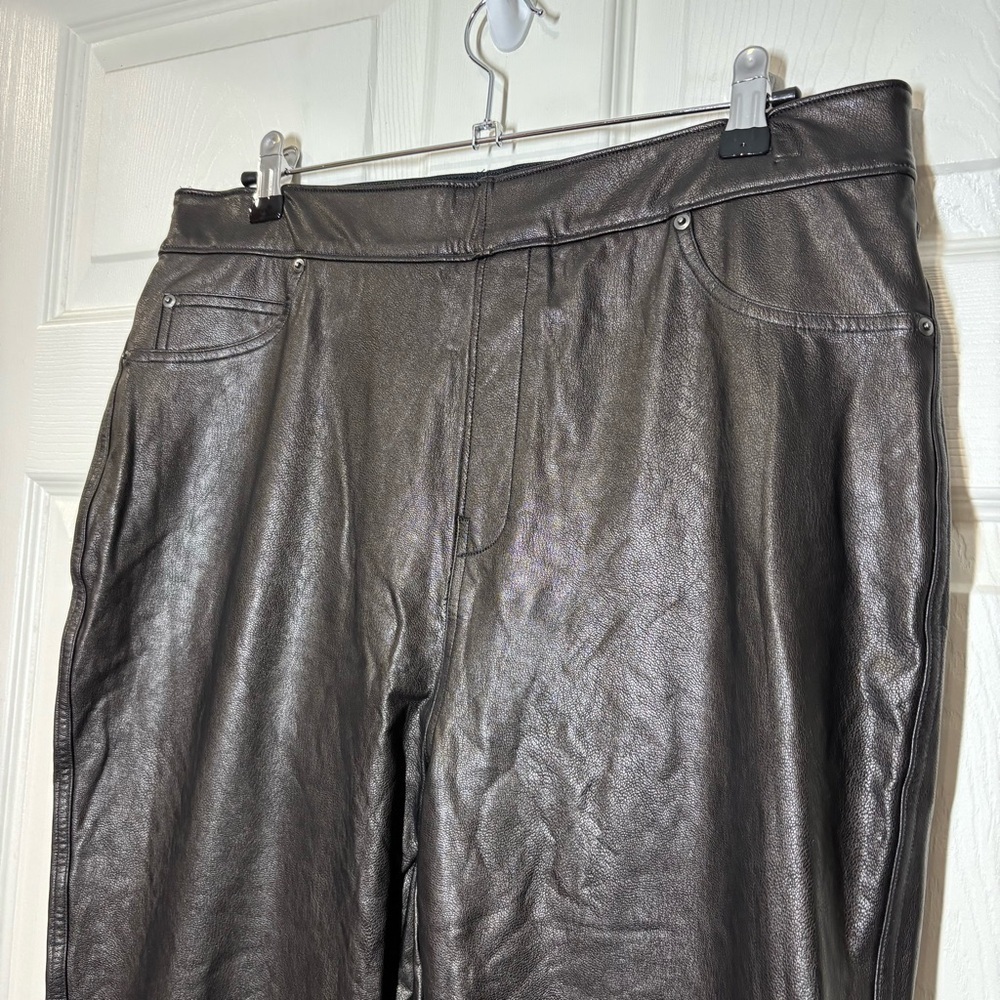 Spanx Faux Leather Pull On Leggings Pants Womens XL Stretchy Baddie Biker Black - Picture 4 of 8